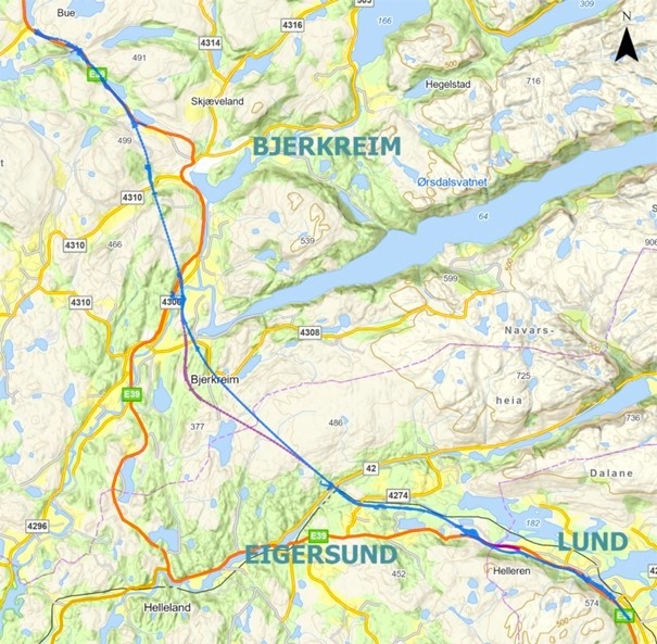 Her er forslaget til ny korridor E39 Bilstad-Bue i Rogaland